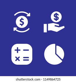 money icon. 4 money set with chart, dollar symbol, savings and business and finance vector icons for web and mobile app