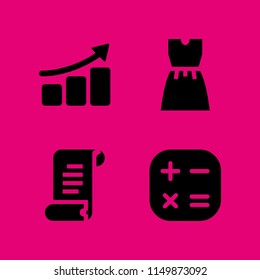 money icon. 4 money set with commerce and shopping, chart, business and finance and receipt vector icons for web and mobile app