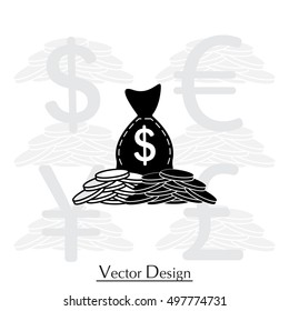 money icon. Bag and coins