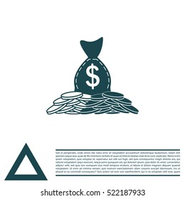 money icon. Bag and coins