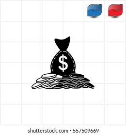 money icon. Bag and coins