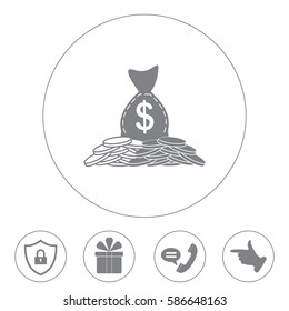 money icon. Bag and coins