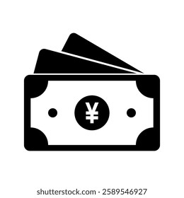 Money icon. banknotes yen symbol icon. Flat vector illustration simple design.