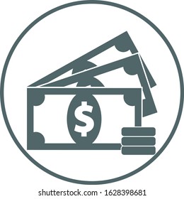 Money icon. Money bills icon. Vector illustration