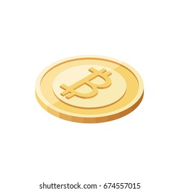 Money icon bitcoin. Flat isometric vector illustration.