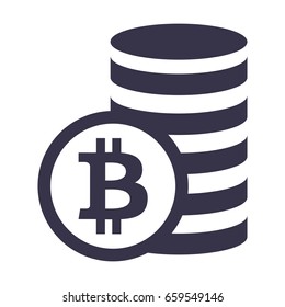 Money icon. Bitcoin stack flat vector icon.