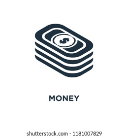 Money icon. Black filled vector illustration. Money symbol on white background. Can be used in web and mobile.