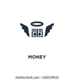 Money icon. Black filled vector illustration. Money symbol on white background. Can be used in web and mobile.