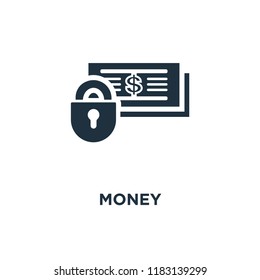 Money icon. Black filled vector illustration. Money symbol on white background. Can be used in web and mobile.