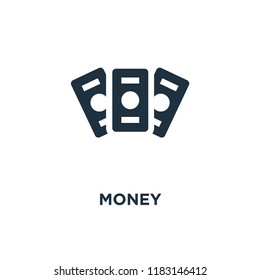 Money icon. Black filled vector illustration. Money symbol on white background. Can be used in web and mobile.