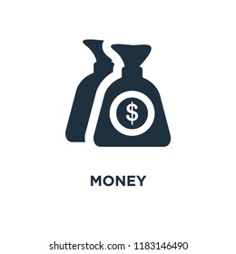 Money icon. Black filled vector illustration. Money symbol on white background. Can be used in web and mobile.