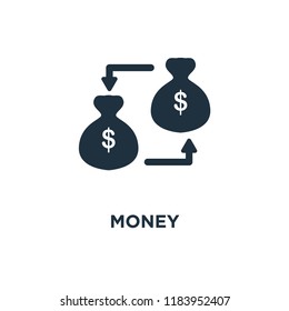 Money icon. Black filled vector illustration. Money symbol on white background. Can be used in web and mobile.