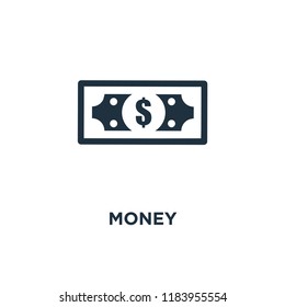 Money icon. Black filled vector illustration. Money symbol on white background. Can be used in web and mobile.