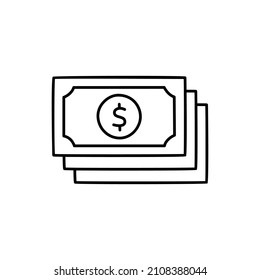 Money Icon  in black line style icon, style isolated on white background