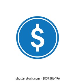 Money icon. blue dollar cash isolated on background. simple flat sign. vector illustration.