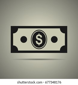 money icon, bond icon in flat style, black and white colors, isolated