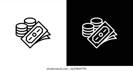 money icon. cash money dollar, dollar bills stack icon, money thin line symbol sign for your app and web. vector illustration	