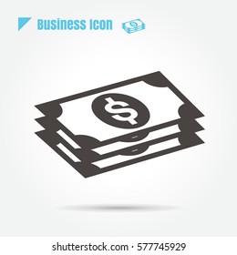 Money icon. Cash icon. Dollar icon. Vector Illustration. Flat style design. on white background