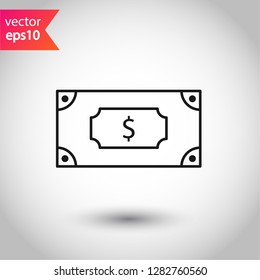 Money icon. Cash icon. Cash flat sign. Money symbol. Cash outline icon