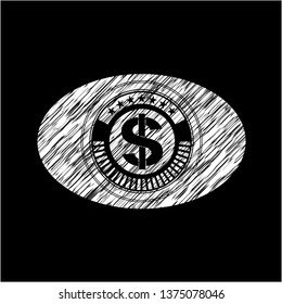 money icon with chalkboard texture