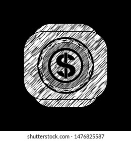 money icon with chalkboard texture