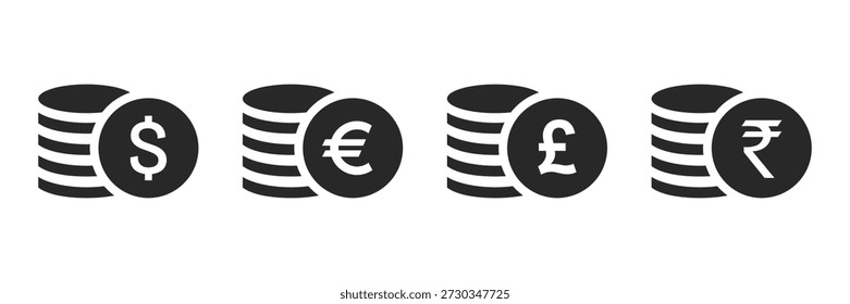 Icono de dinero. Icono de pila de monedas. Símbolo de dinero. Concepto de pago de negocios.