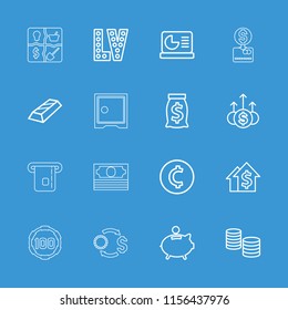 Money icon. collection of 16 money outline icons such as vegas, coin, dolar growth, gold, piggy bank, chart on display. editable money icons for web and mobile.