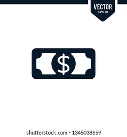 Money icon collection in solid color or glyph style