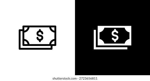 Concepto de icono de dinero con fondo blanco negro plano. Ilustración vectorial.