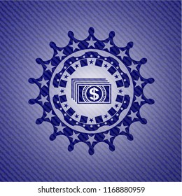 money icon with denim texture