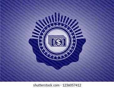 money icon with denim texture