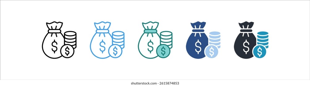 Money Icon In Different Style Vector