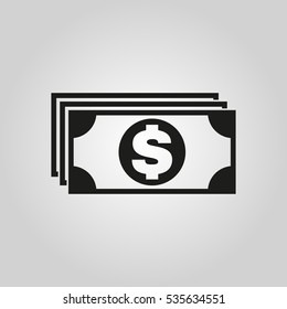 Money icon. Dollar and cash, coin, currency, bank symbol. Flat design. Stock - Vector illustration