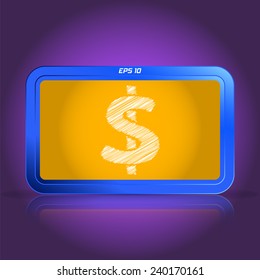 Money icon. Dollar sign. Scribble and hatching style. Specular reflection. Made vector illustration