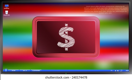 Money icon. Dollar sign. Scribble and hatching style. Isolated on white background. Specular reflection. Made vector illustration