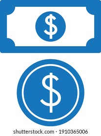 money icon. dollar icon vector (blue version)