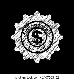 money icon drawn on blackboard