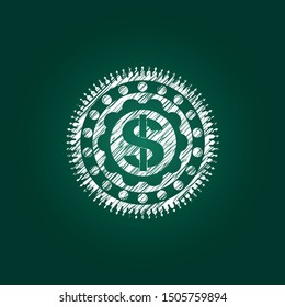 money icon drawn on blackboard
