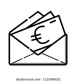Money icon. Euro and cash, coin, currency, bank symbol
