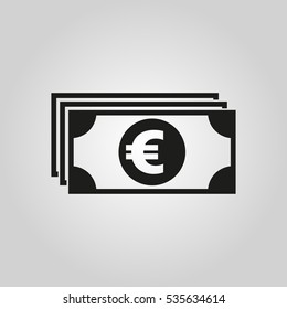 Money icon. Euro and cash, coin, currency, bank symbol. Flat design. Stock - Vector illustration