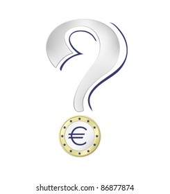 Money icon - Euro coin against white background