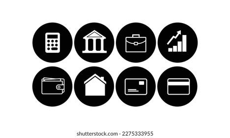 Money icon and finance icon set. Vector isolated editable illustration 