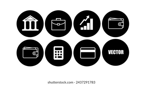 Geld-Symbol und Finanz-Symbol-Set. Vektorisolierte bearbeitbare Abbildung 
