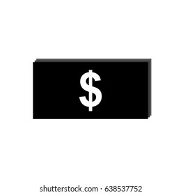 Money icon. Flat design. Isolated. Vector illustration. Black and white.