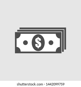 money icon flat design on grey background  - vector illustration