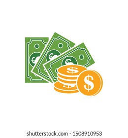 Money icon. Flat illustration of money vector. Money sign and symbol