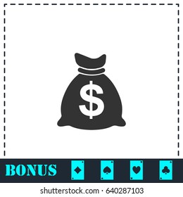 Money icon flat. Simple vector symbol and bonus icon