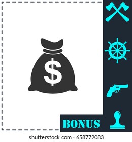 Money icon flat. Simple vector symbol and bonus icon