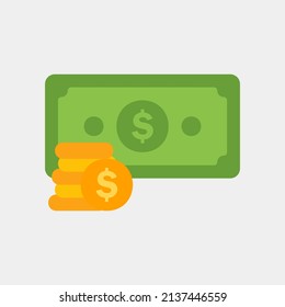 Money icon in flat style about currency, use for website mobile app presentation