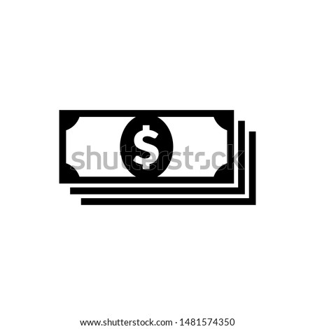 Money icon in flat style isolated on white background. Dollars symbol in black for your web site design, app, UI. Simple money abstract icon. Vector illustration.